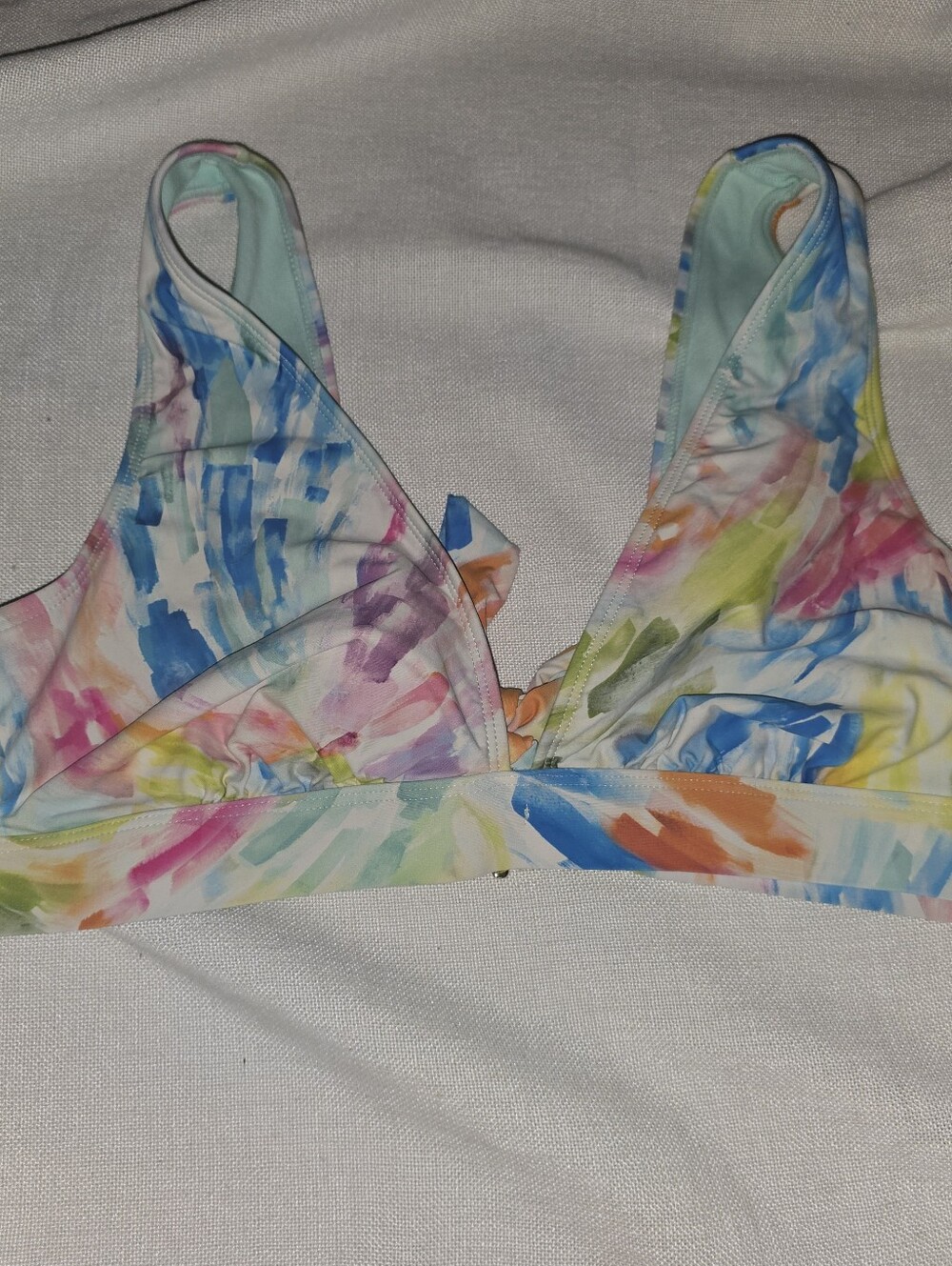 Time & Tru Multicolored Bikini Top Swim Inserts Included XL 16-18